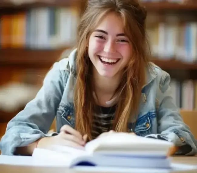 A happy student studying and prepared-1