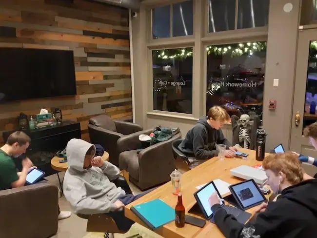 Kids Studying At The House